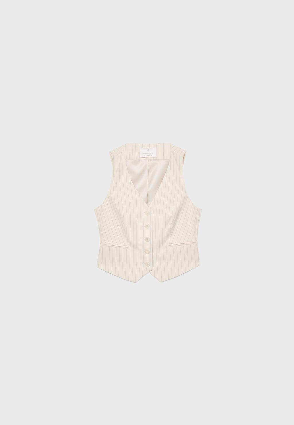 Gilet court rayé à boutons
