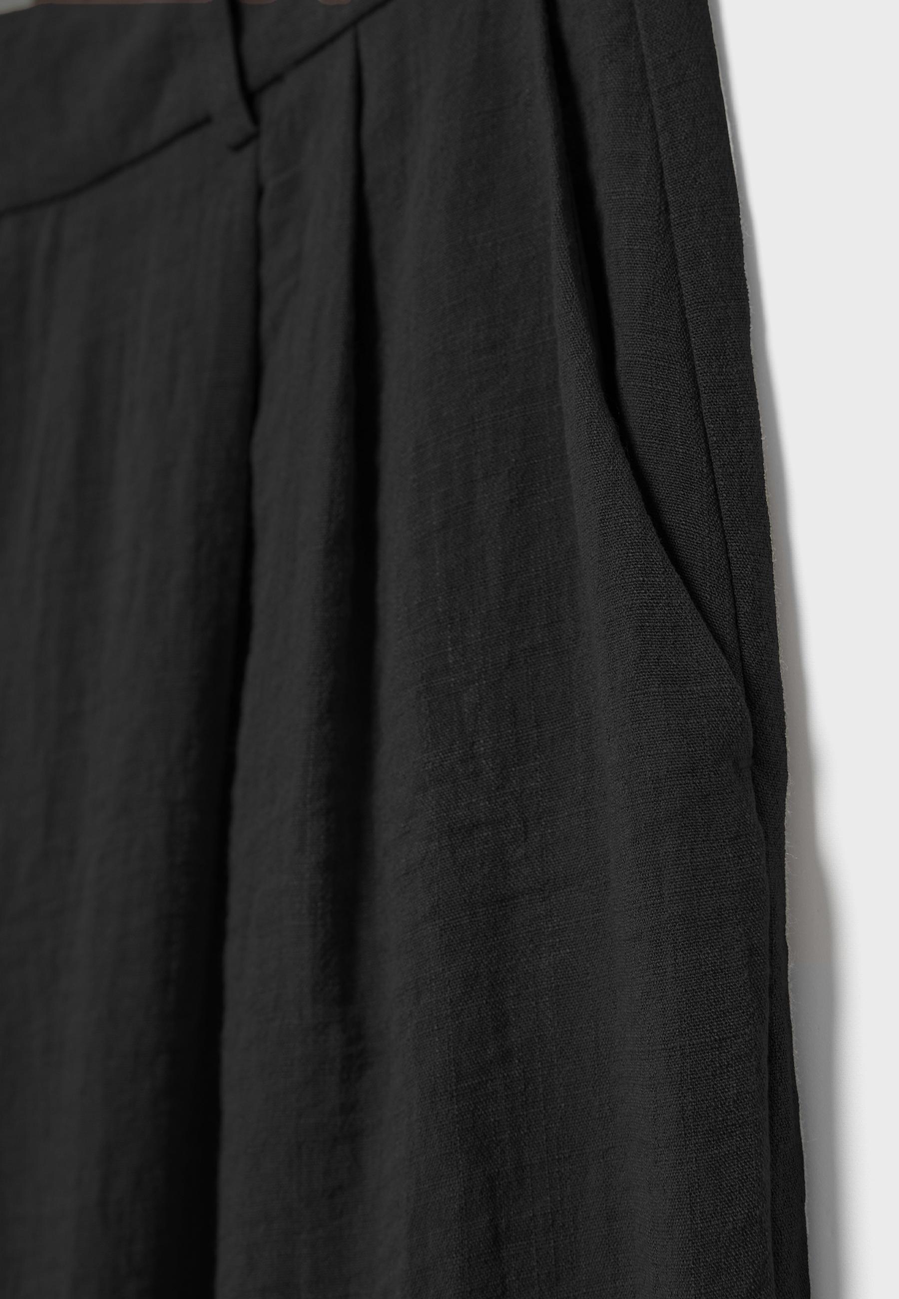 Adjustable rustic wide-leg trousers — Black