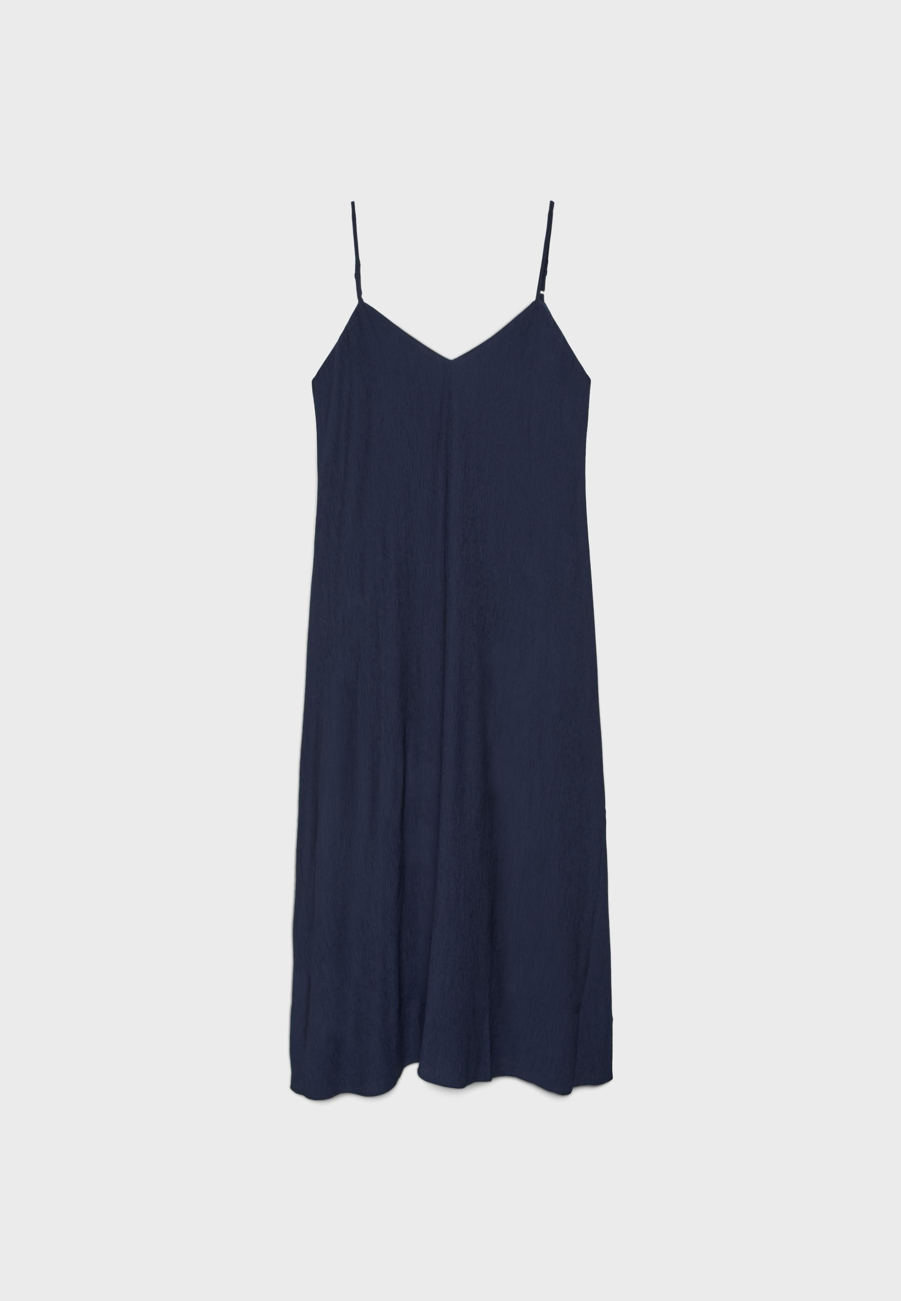 Textured strappy midi dress — Dark blue