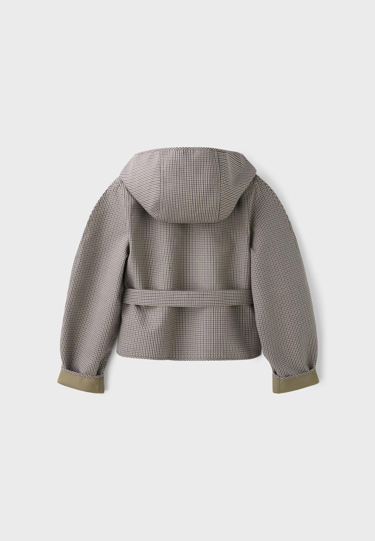 Short reversible check trench coat — Khaki