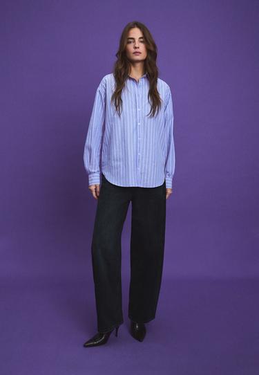 Regular fit adjustable poplin shirt — Sky blue 2