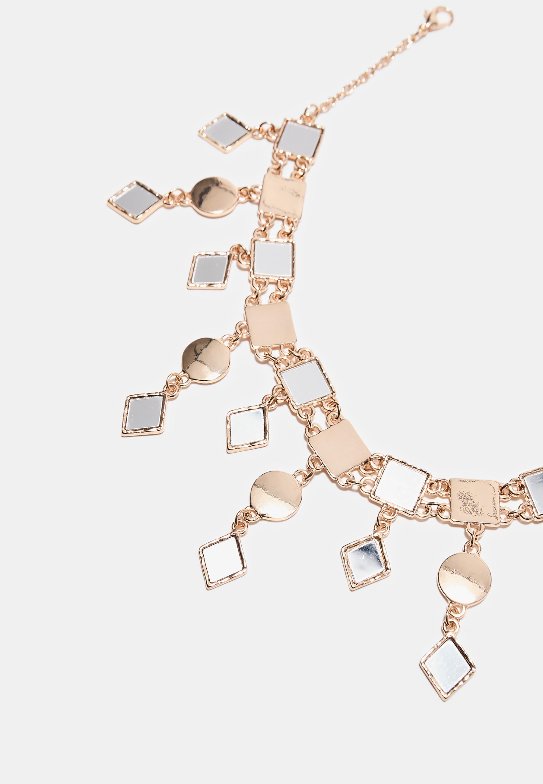 Crystal effect choker necklace — Gold