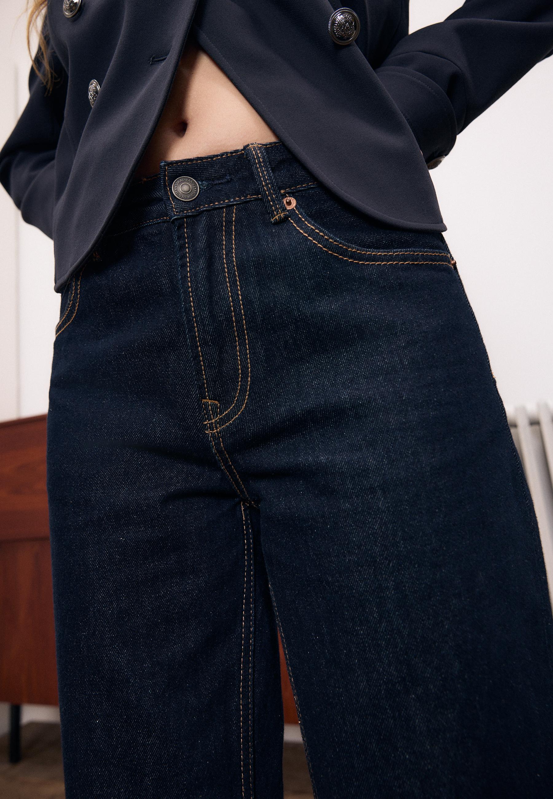 D91 Low wide-leg jeans — OVERDYED BLUE DENIM