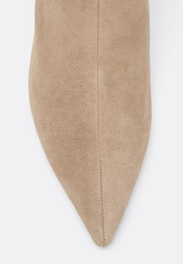 Leather kitten heel ankle boots — TAUPE 5