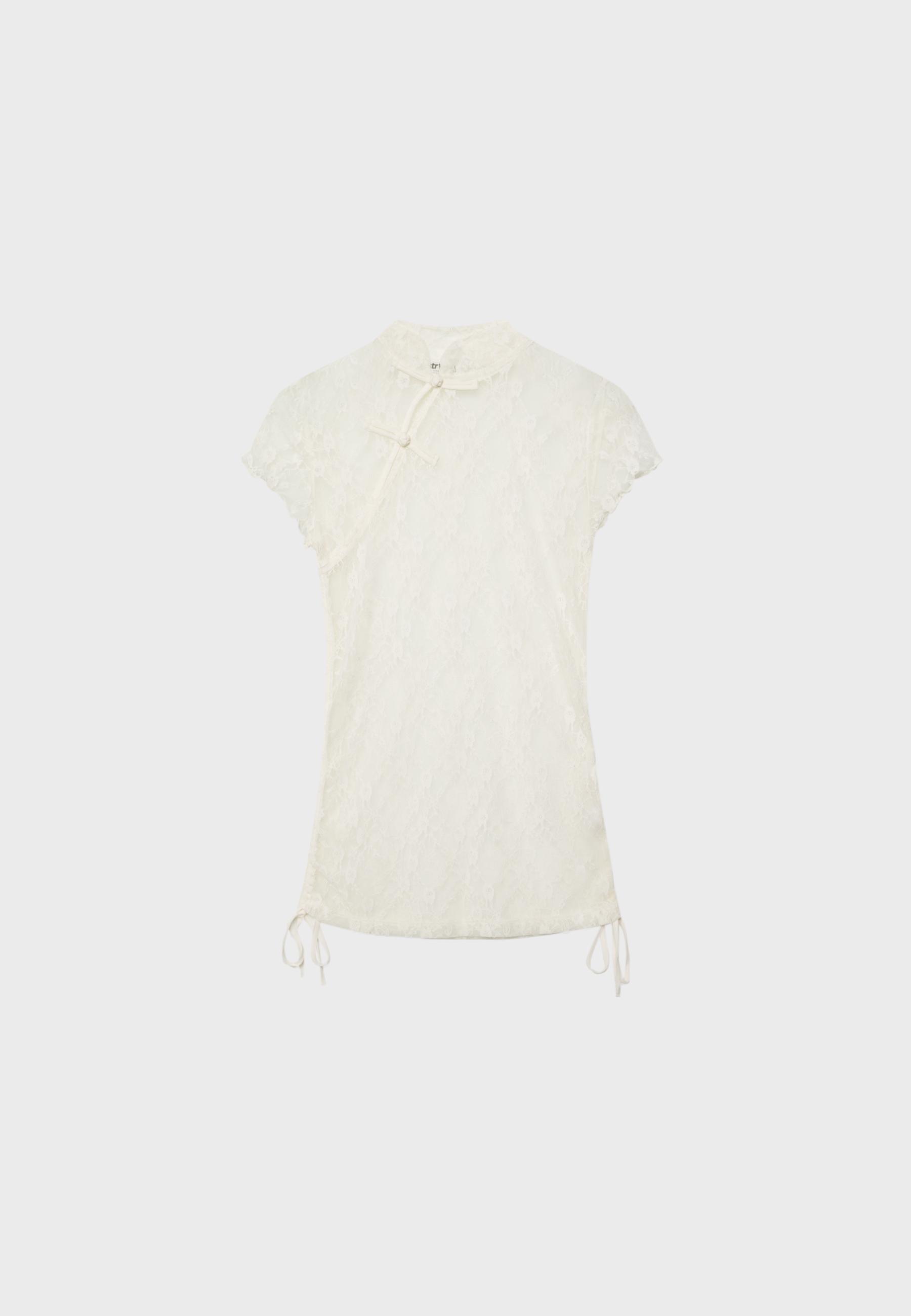 Short sleeve lace T-shirt — Ecru