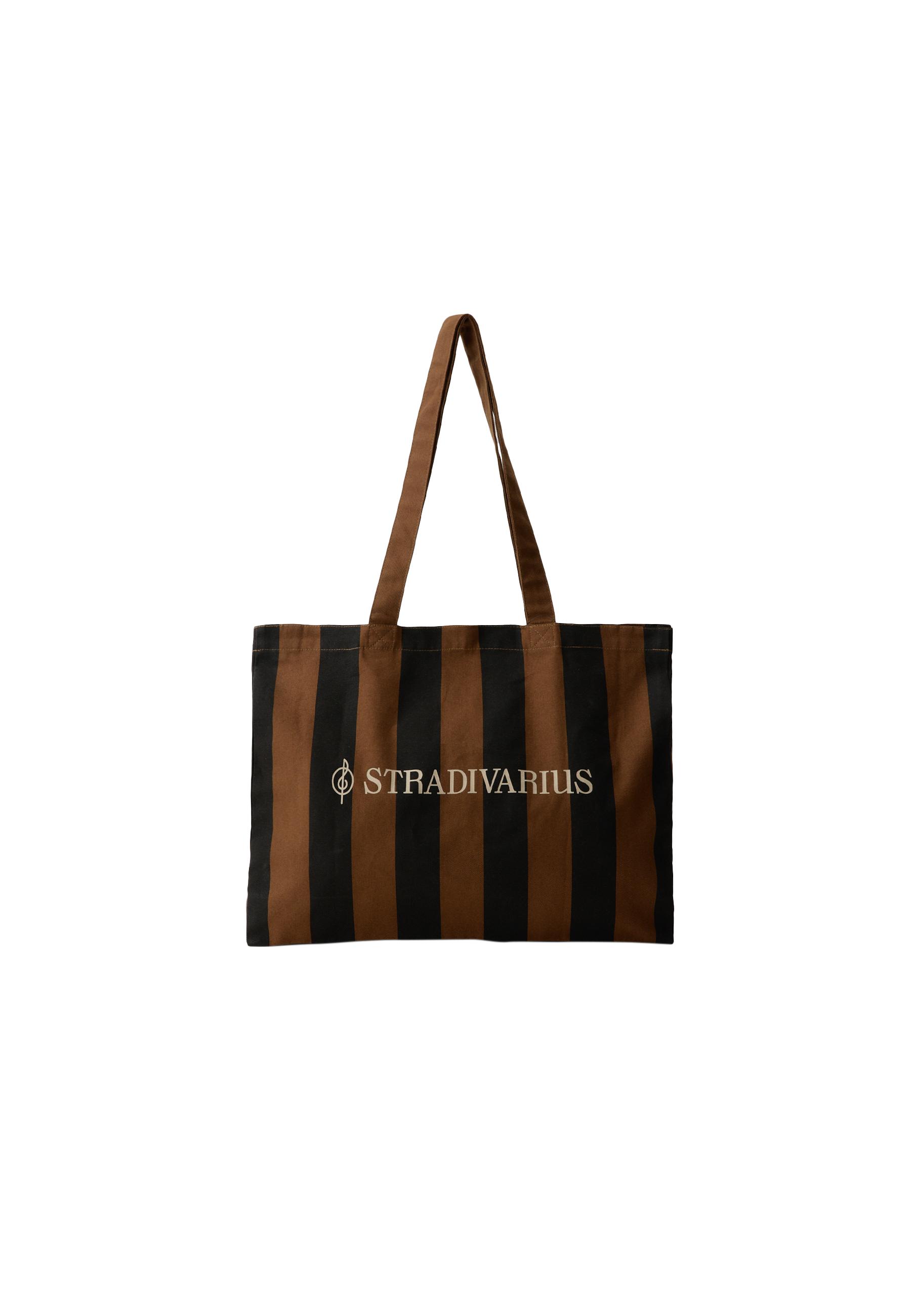 Striped tote bag — Brown