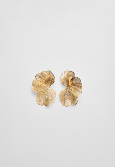 Textured flower fan earrings — Gold 1