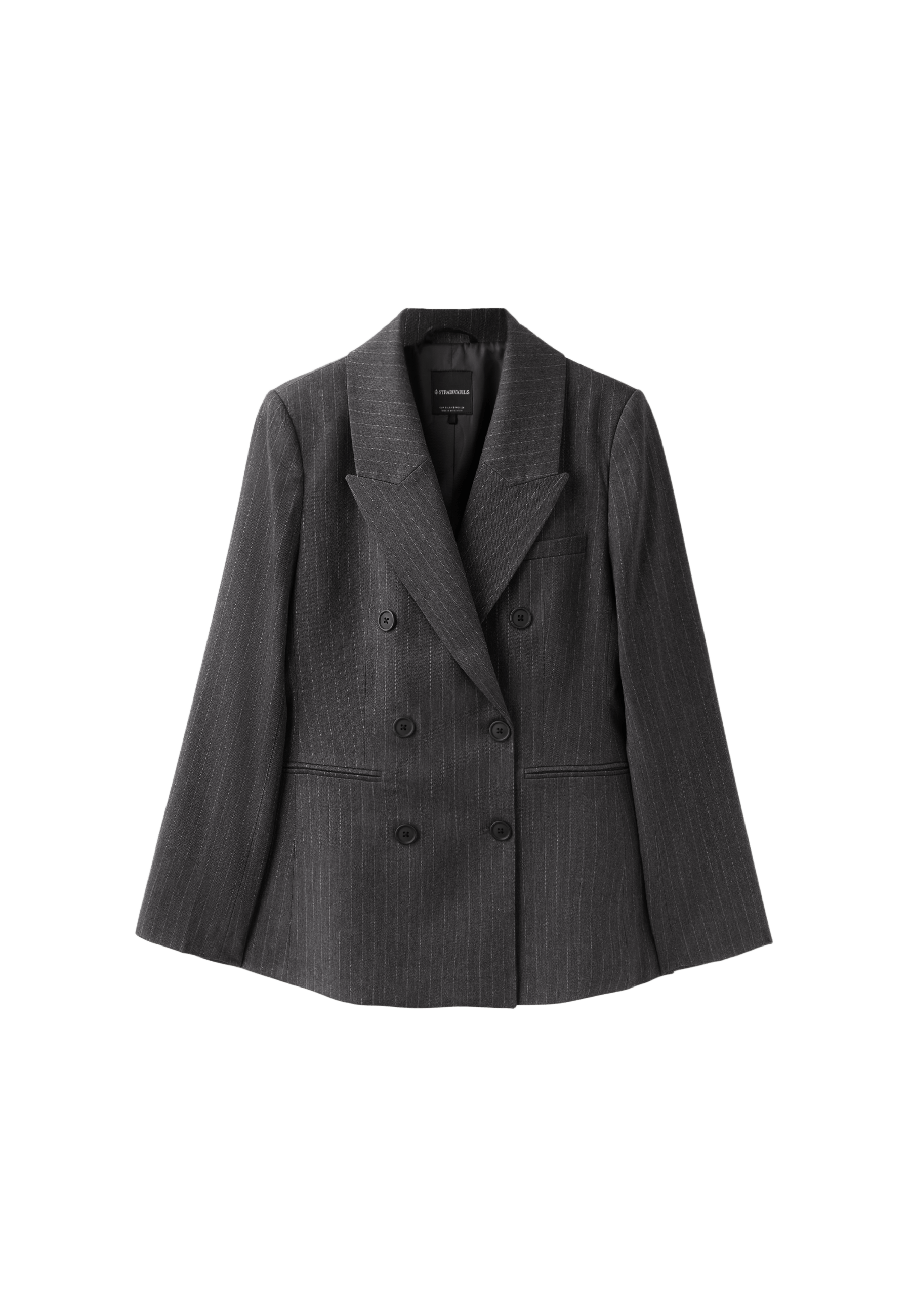 Fitted striped buttoned blazer — Grey