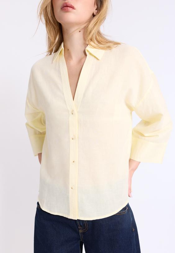 kimonomouw overhemd linnenlook