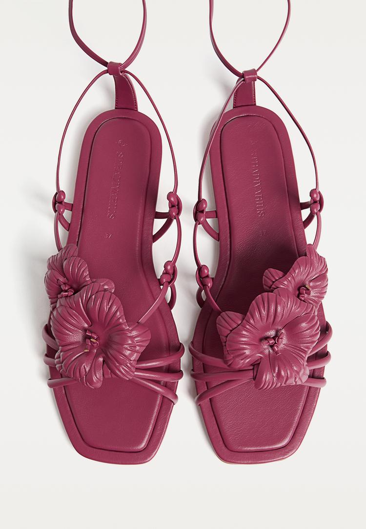 sandalia plana flor