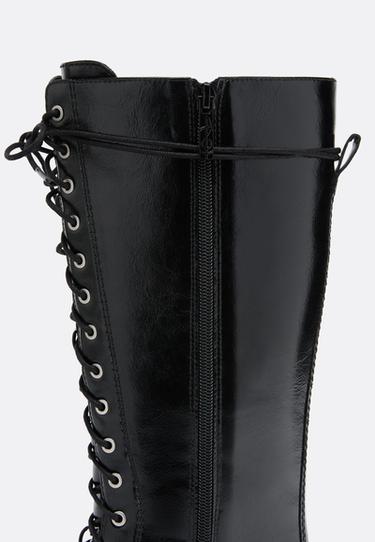Lace-up kitten heel boots — BLACK  5