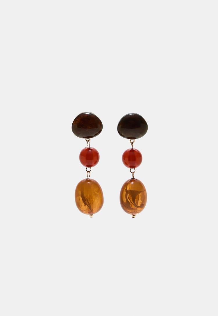Stradivarius Visiace Náušnice S Korálikmi Mustard Os
