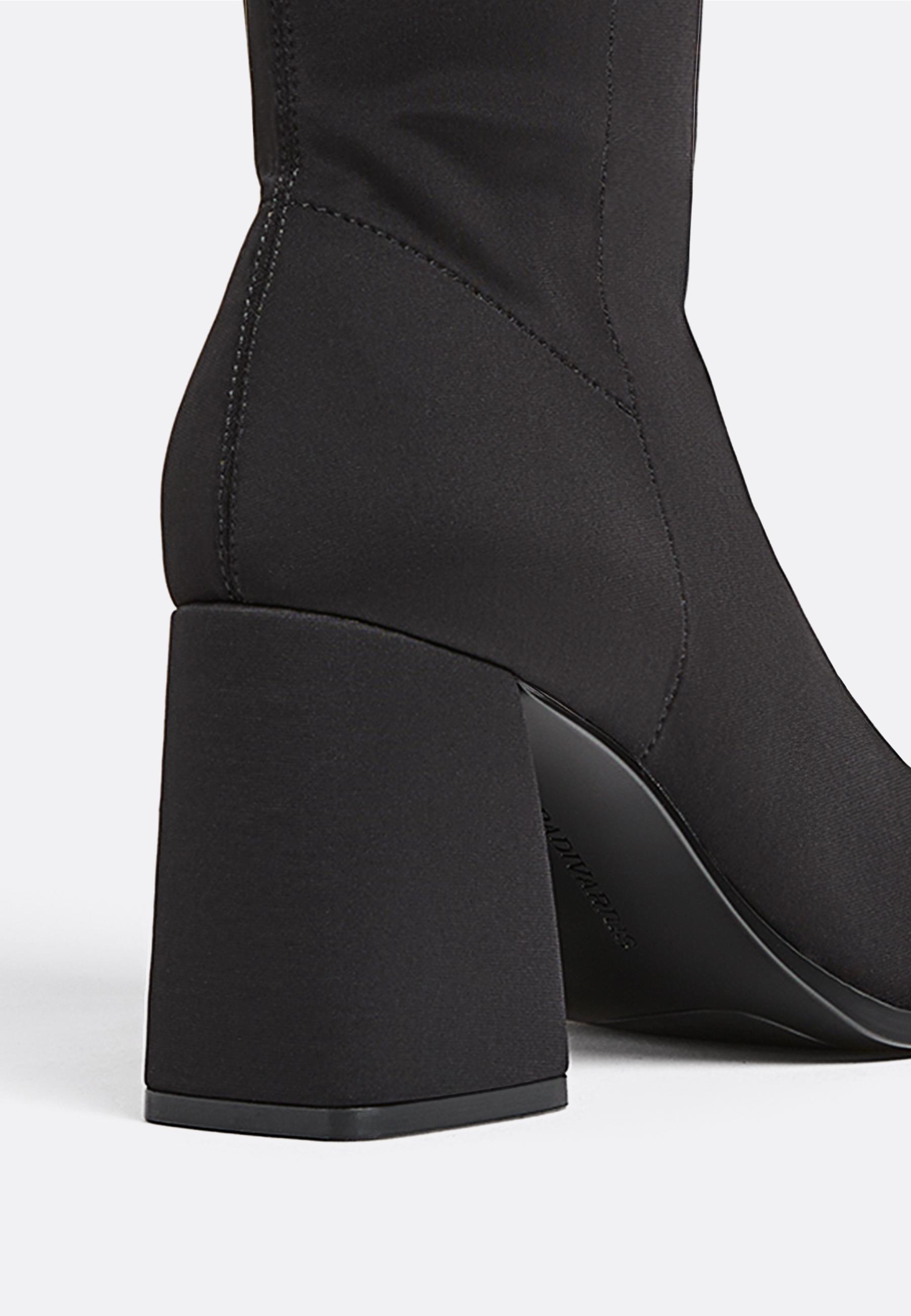 Neoprene-effect high-heeled ankle boots — BLACK