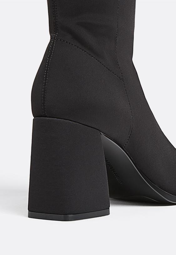 Stradivarius Neoprene-Effect High-Heeled Ankle Boots Black 7
