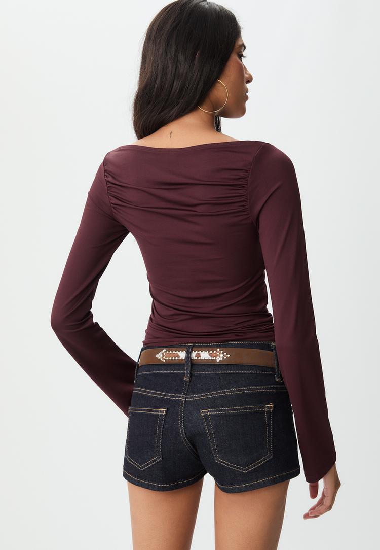 t shirt manches longues fronce