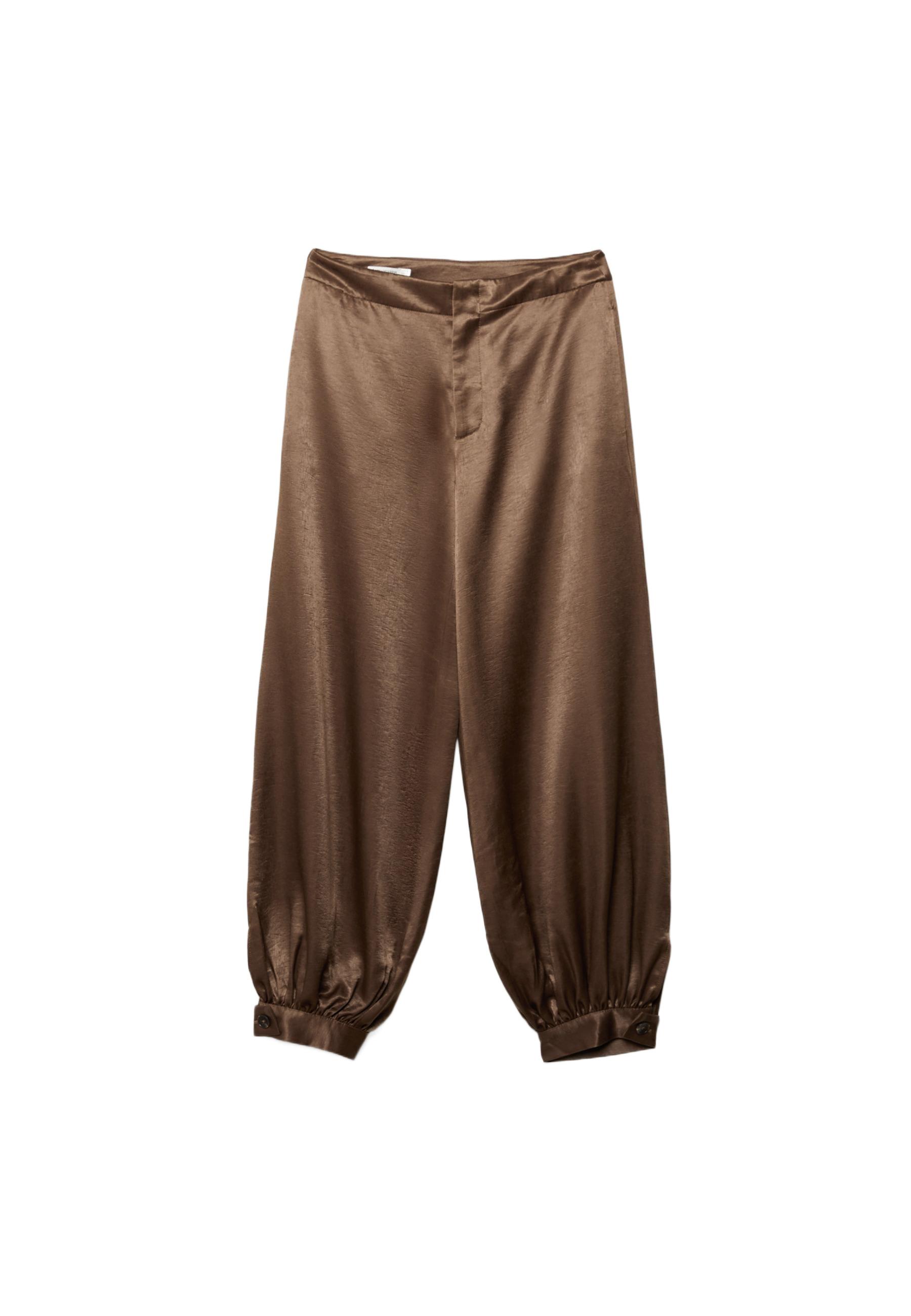 Smart satin balloon trousers — Brown