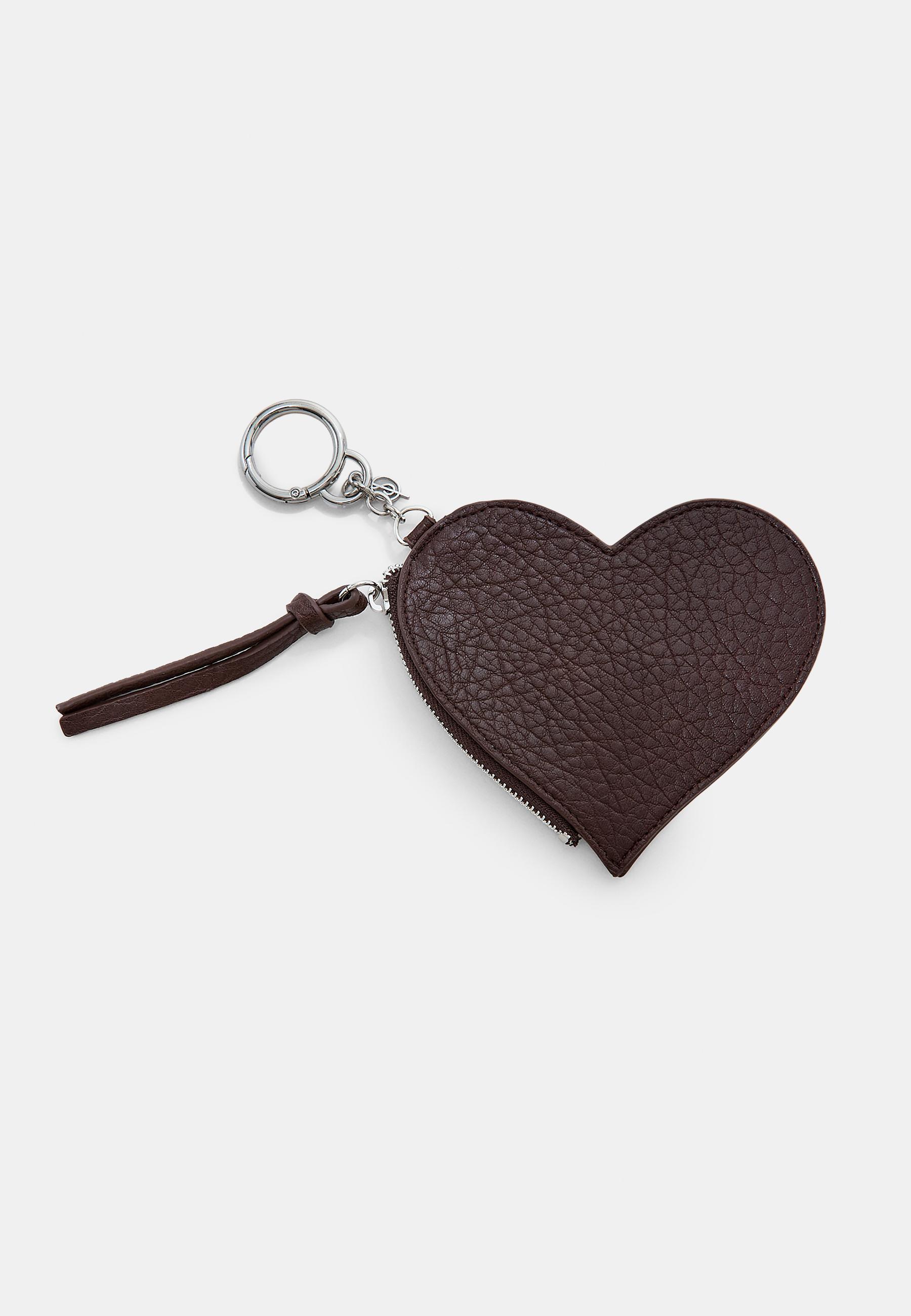 Heart mirror purse charm keyring — Brown