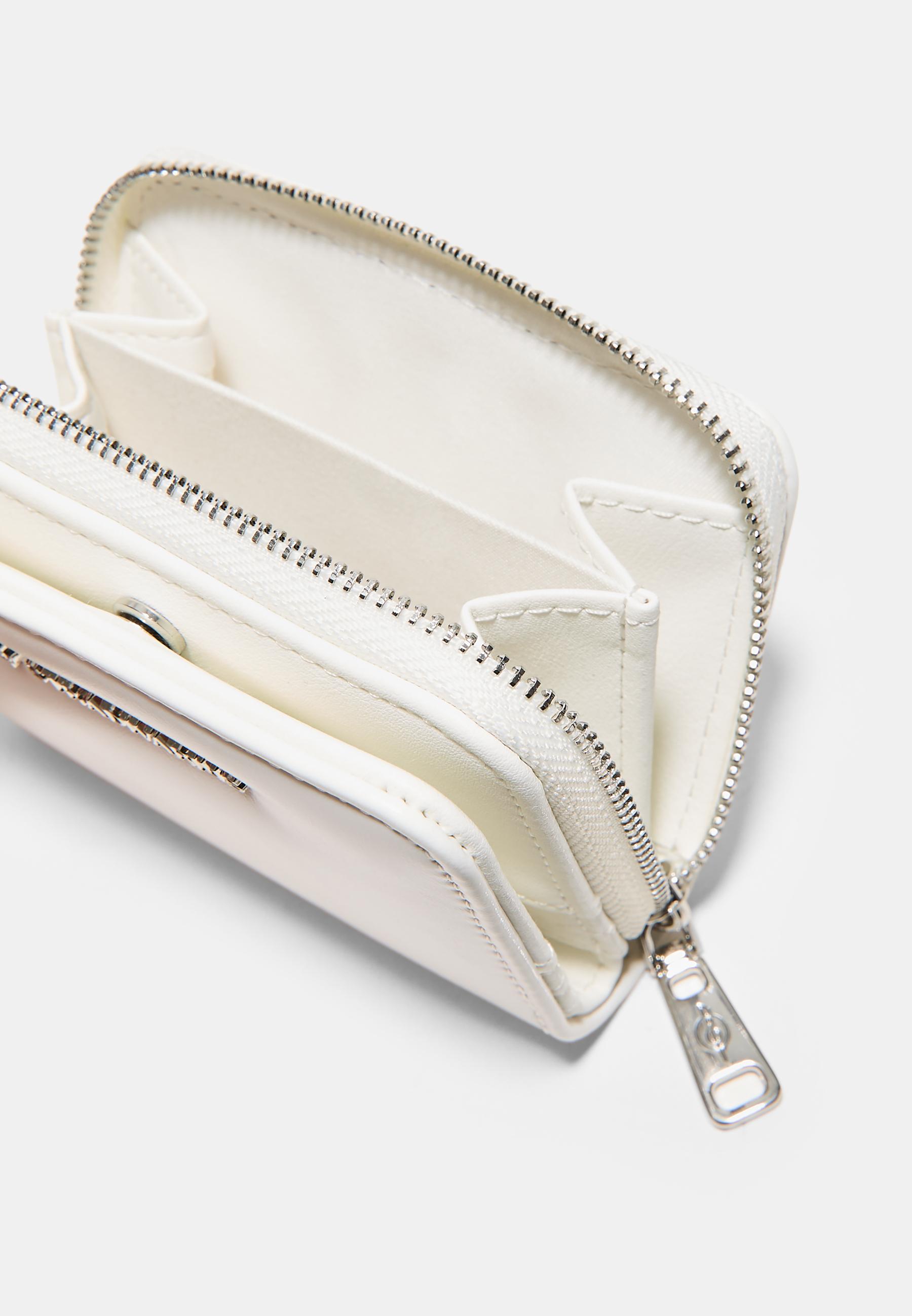ZIPPED LEATHER EFFECT PURSE — White