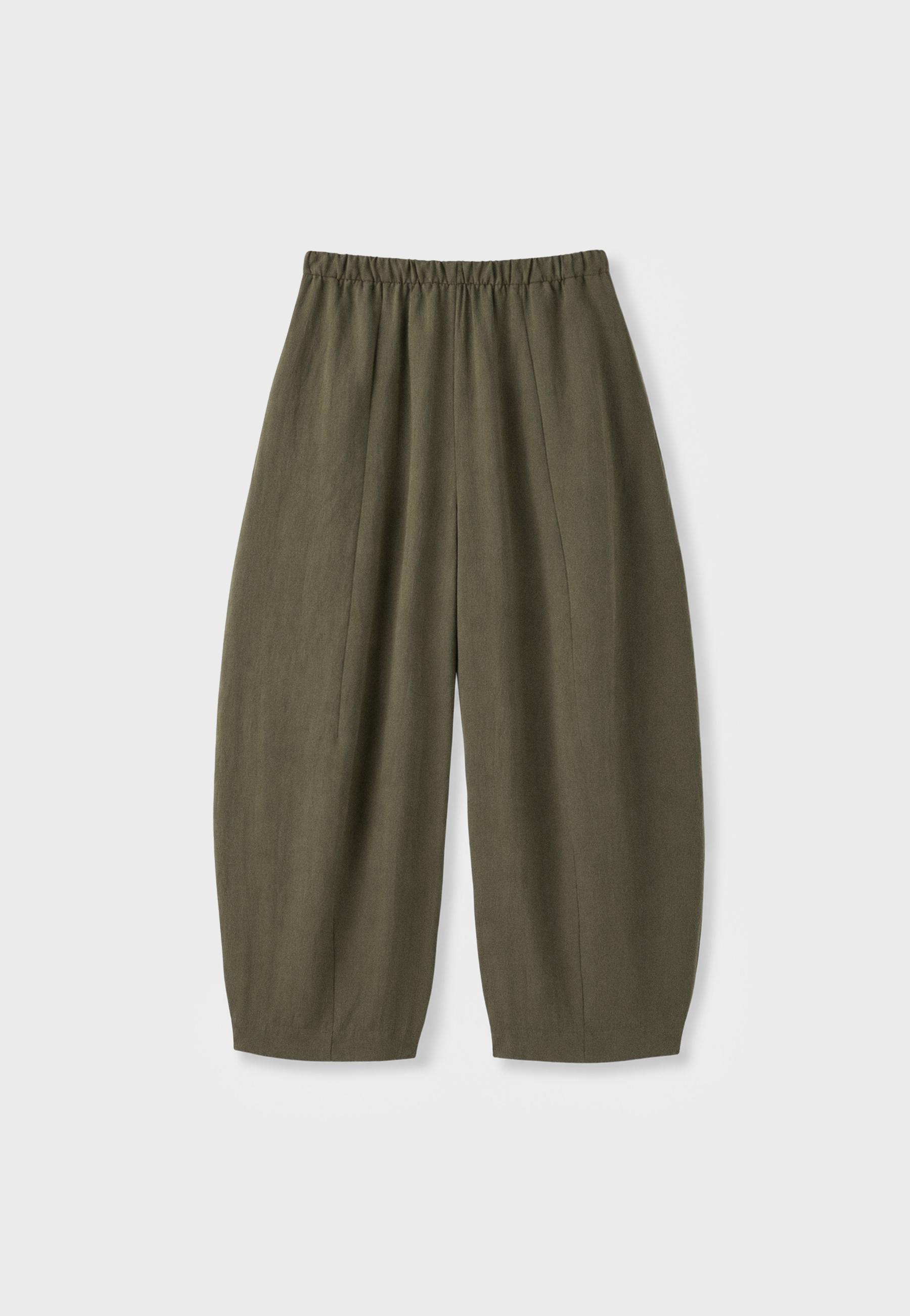 Lyocell-blend barrel trousers — Khaki