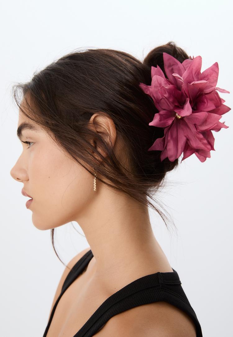 pince a fourrure maxi fleur tissee