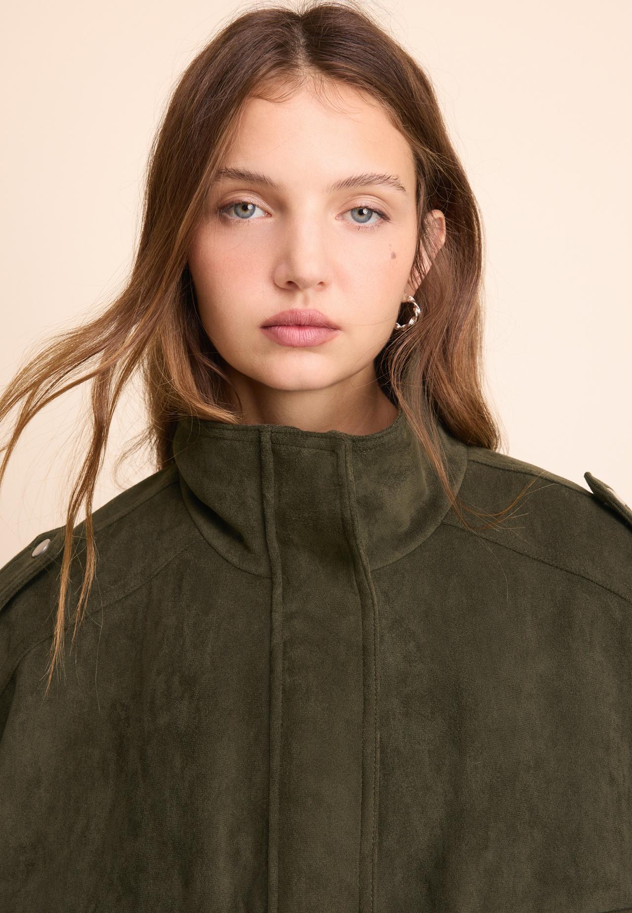 Oversize faux suede jacket — Khaki