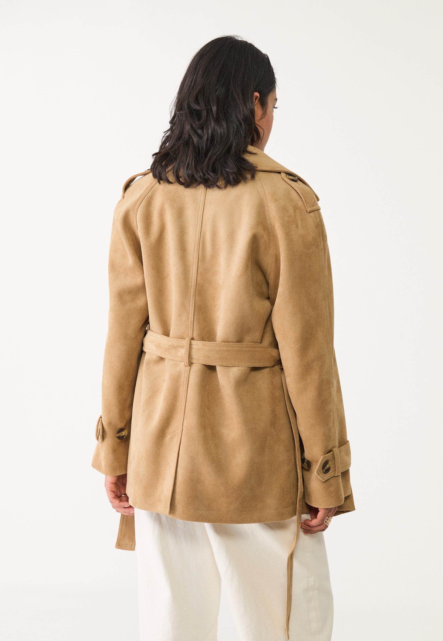 Regular faux suede trench coat - Women's fashion