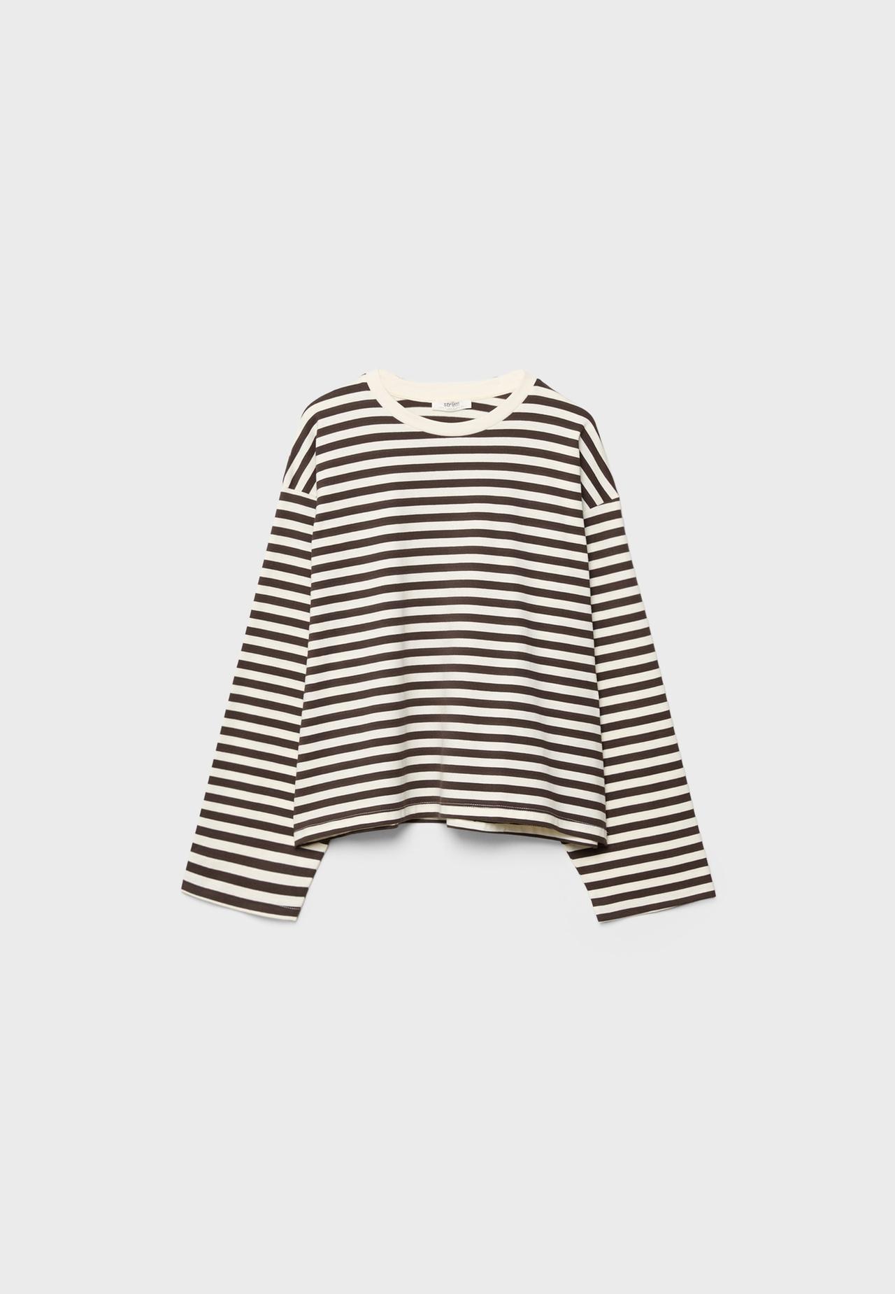 Striped long sleeve T-shirt — Ecru