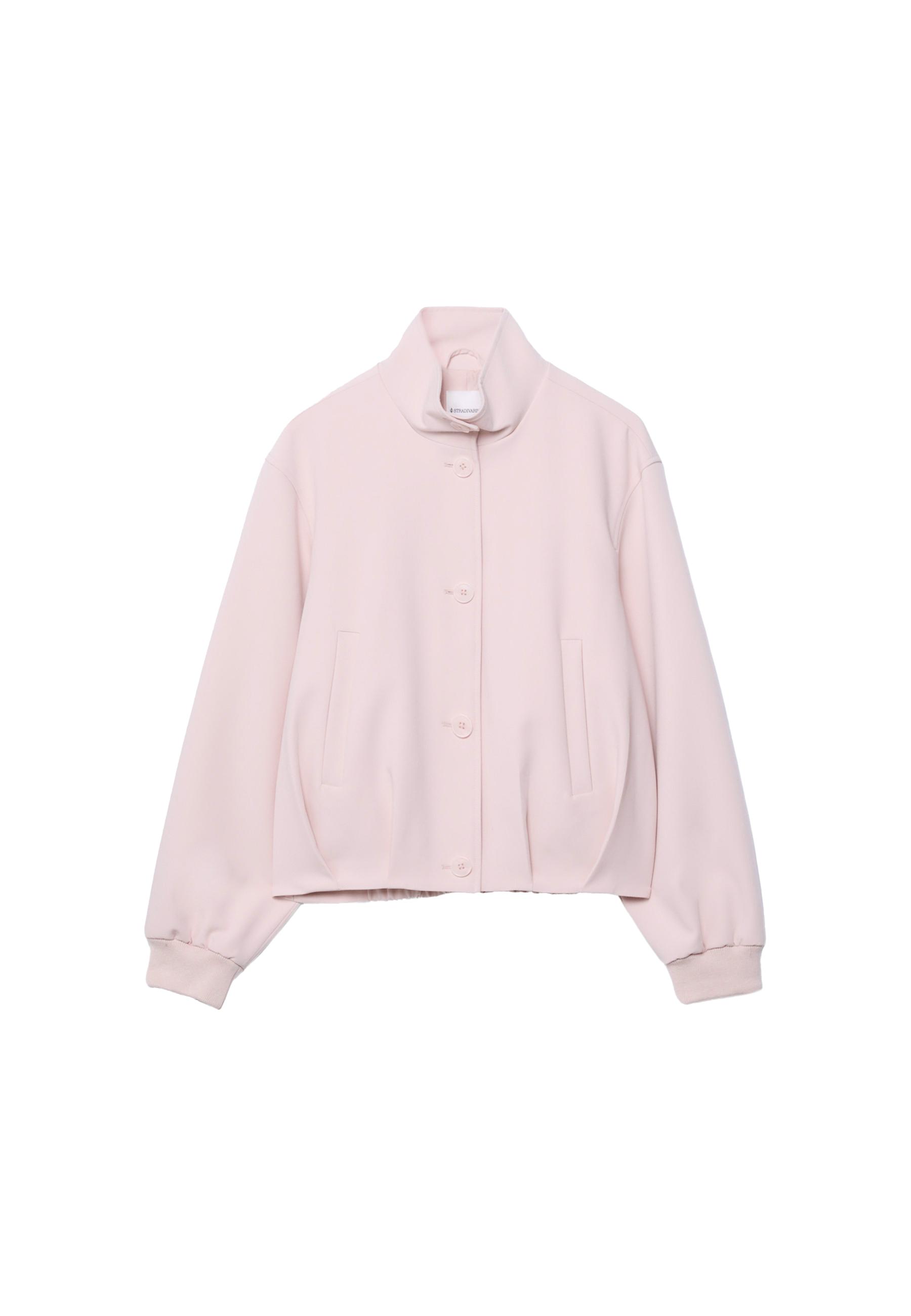 Puff high neck jacket — Salmon pink