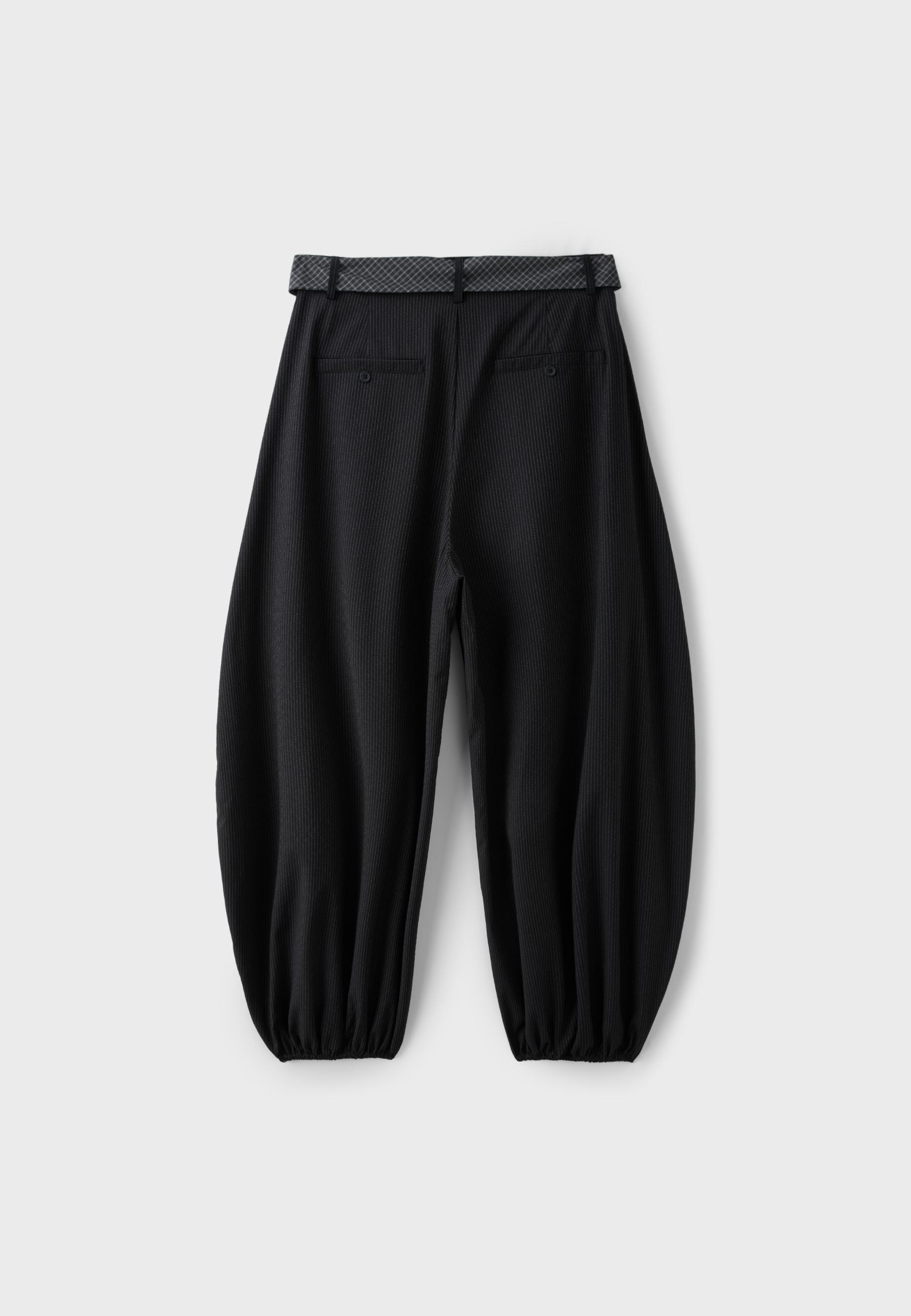 Voluminous tie-detail sarouel trousers — Black