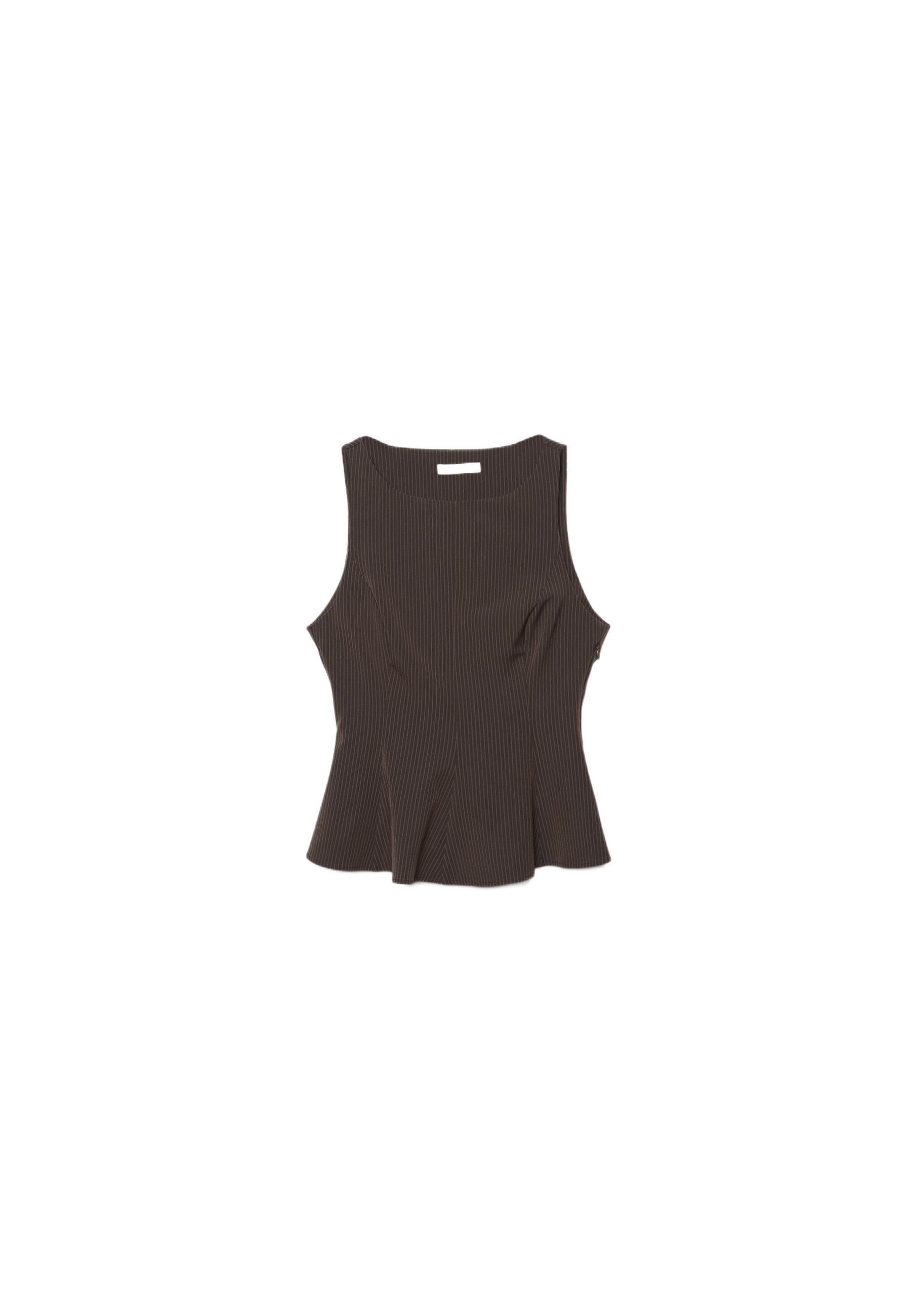 Sleeveless peplum top — Brown
