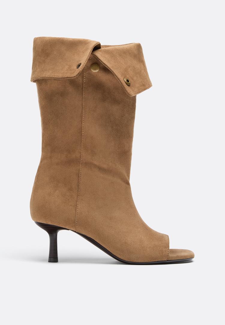 botines tacon peep toe slouchy efecto ante