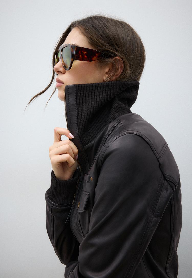 cazadora piel combinada rib