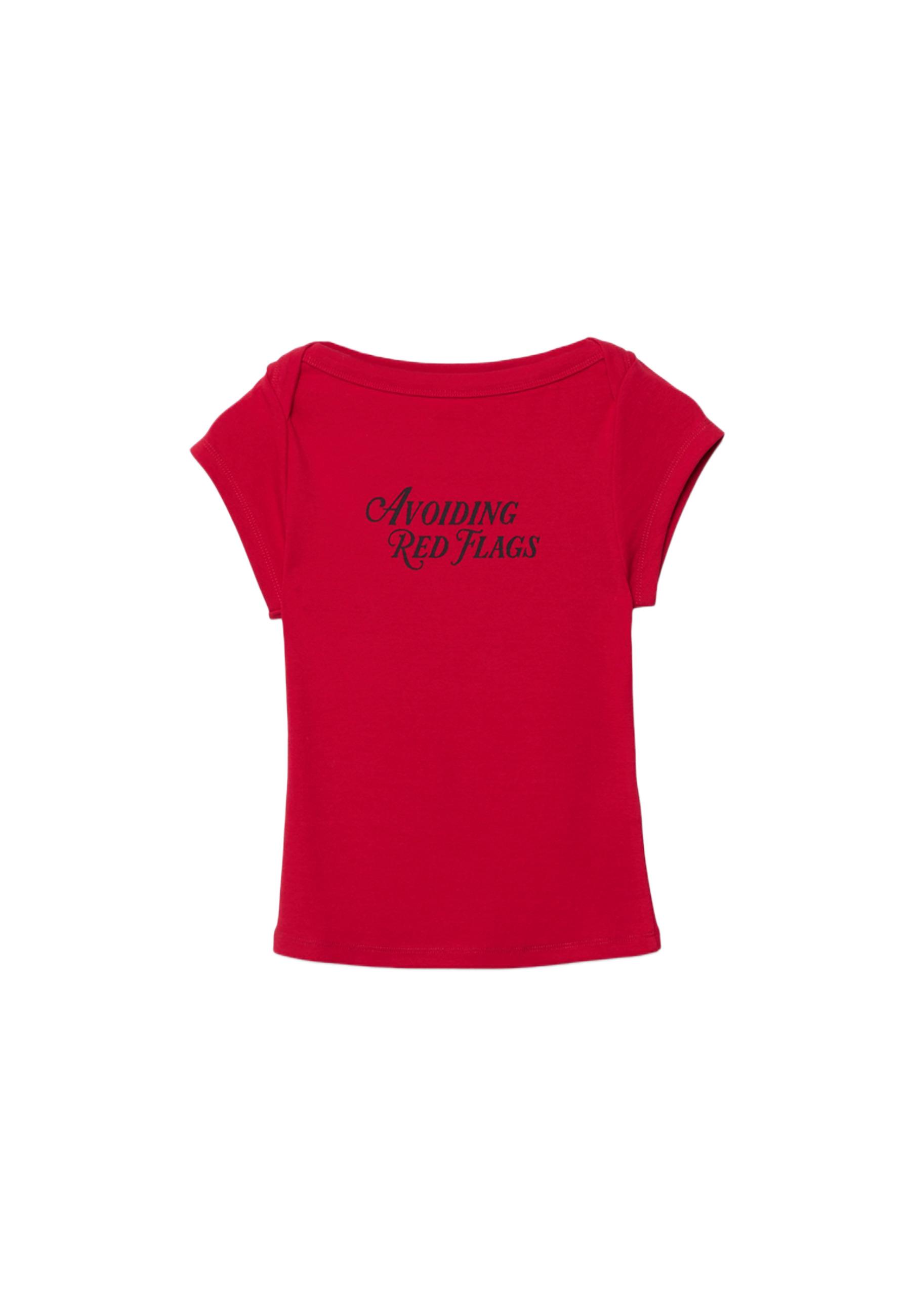 Boat neck slogan T-shirt