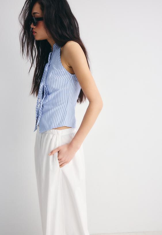 calcas amplas de popelina