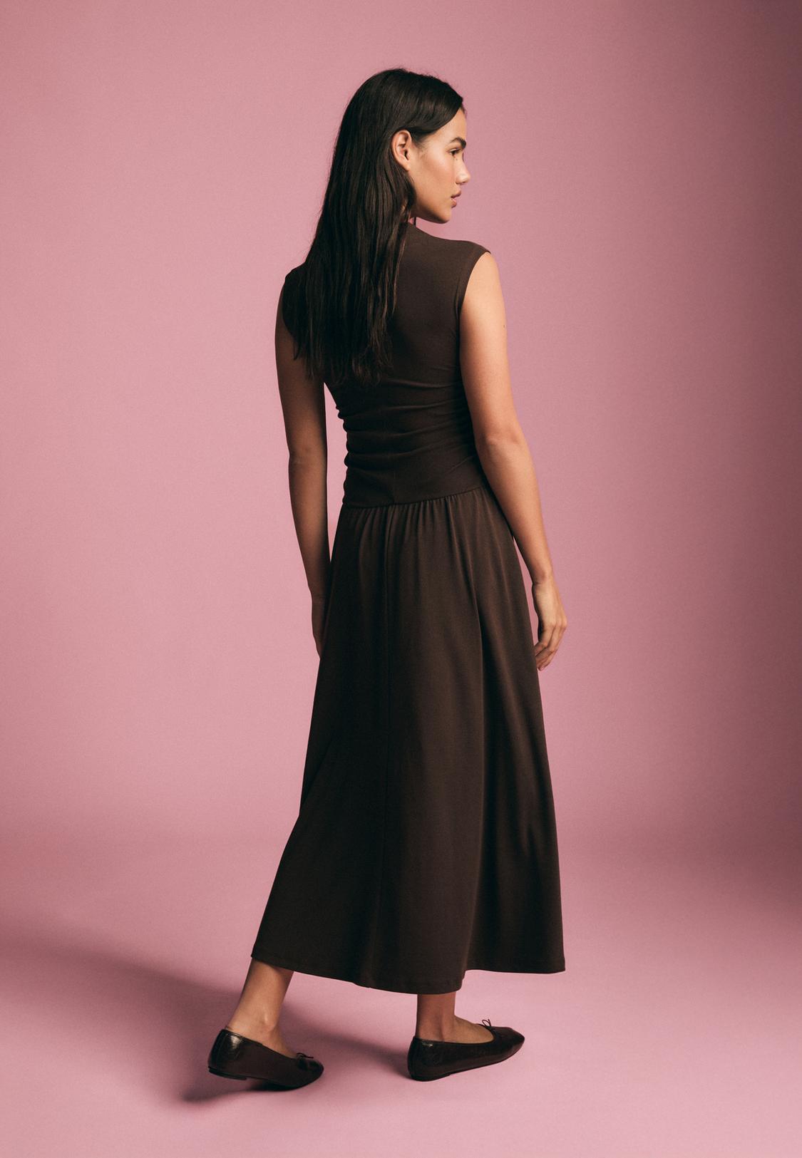 ruched funnel neck midi dress ARIANA RUCHED LONG SLEEVE FUNNEL NECK MIDI DRESS IN PINK