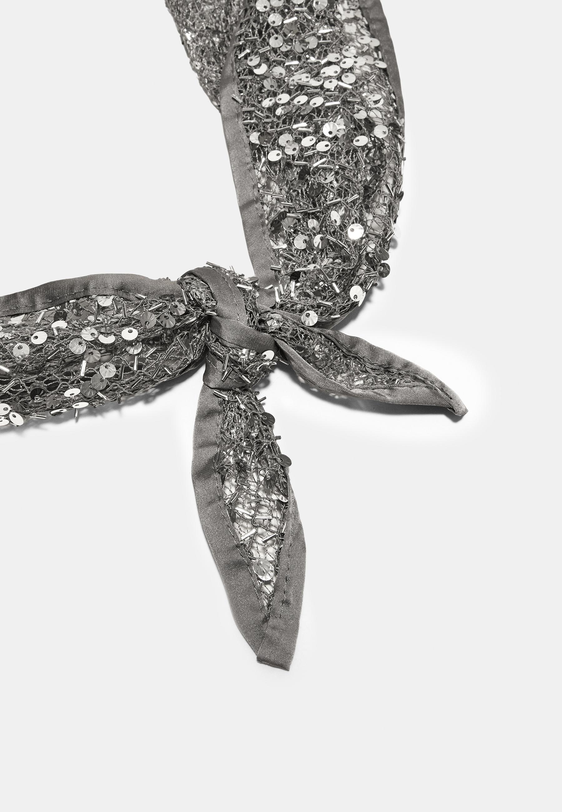 Sequin net scarf — Grey
