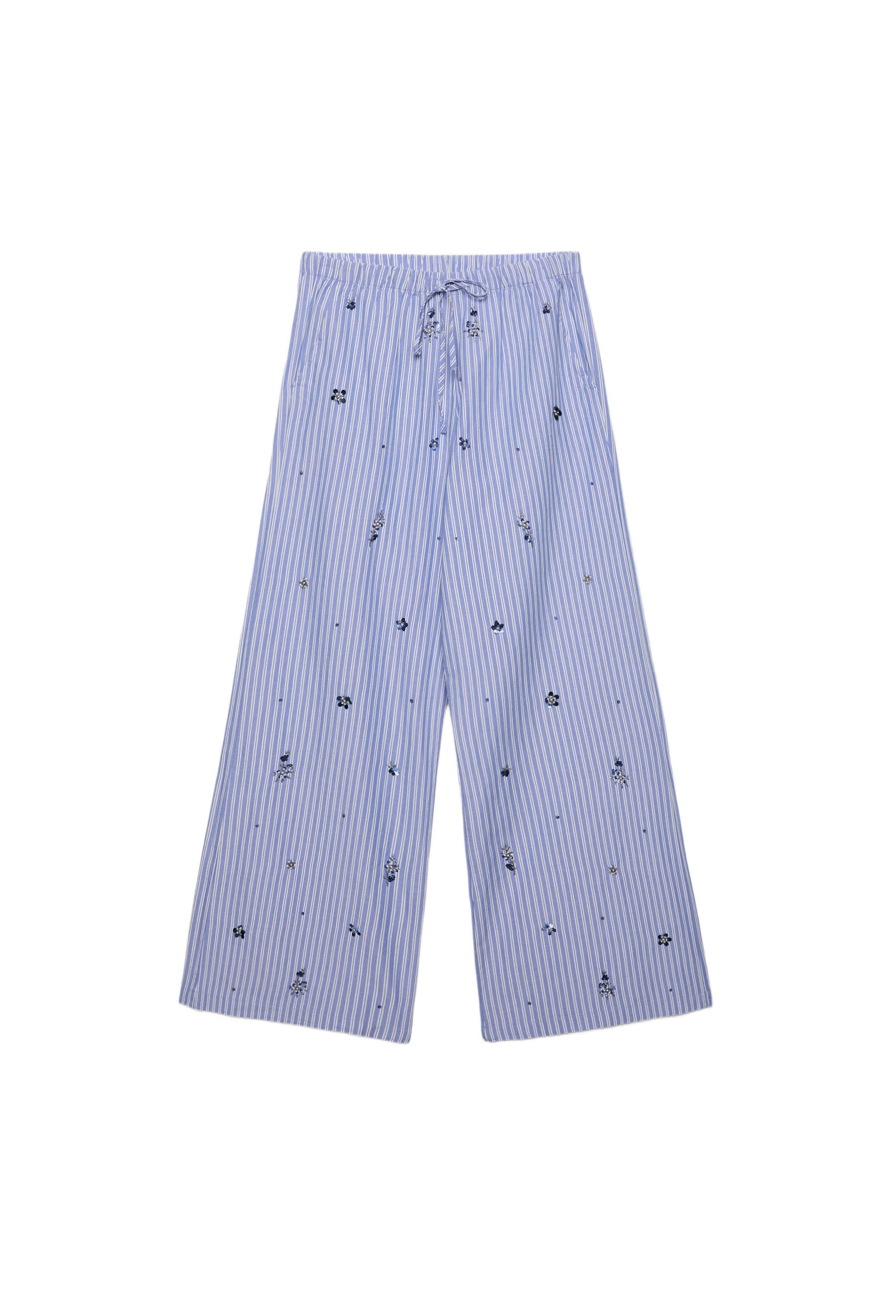 Embroidered pyjama-style trousers