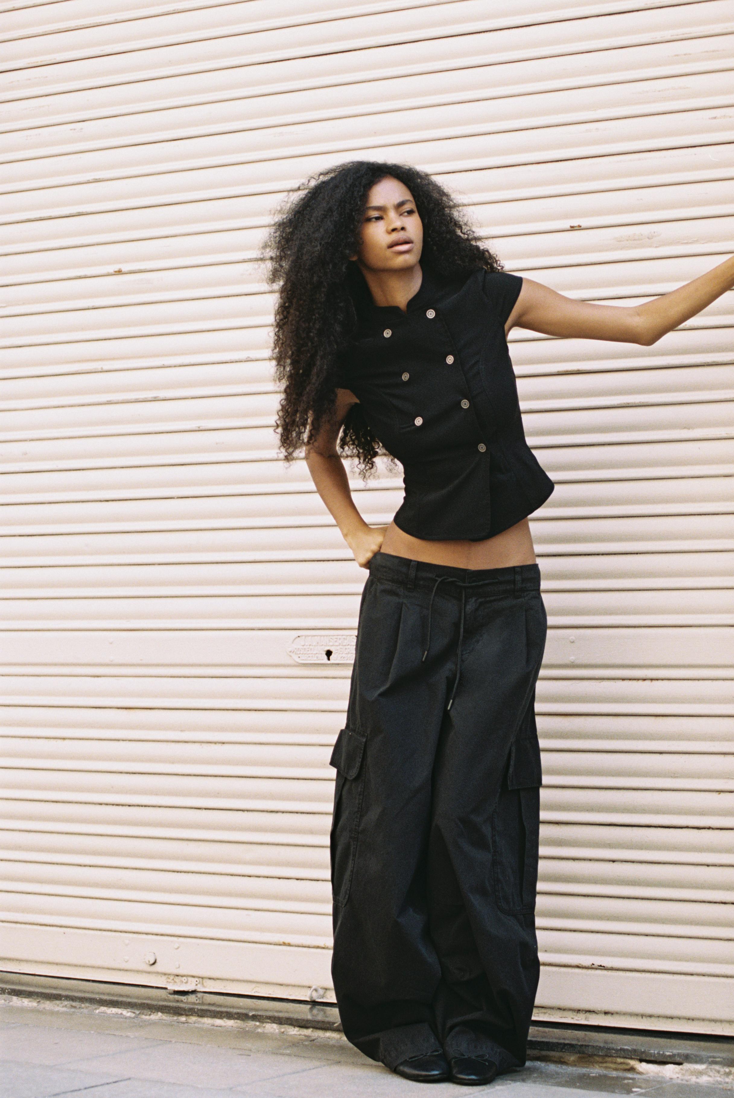 Poplin cargo trousers — Black