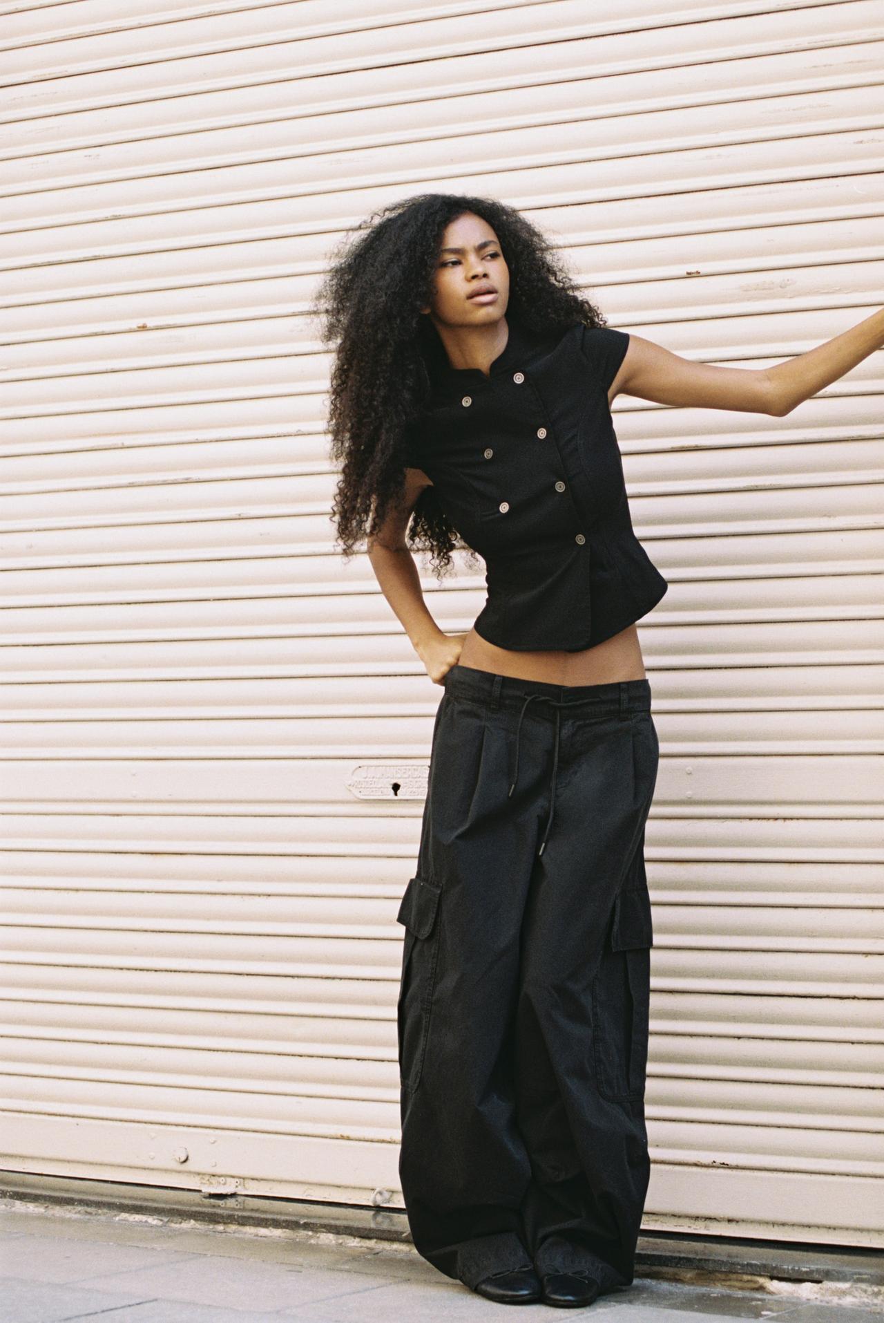 Poplin cargo trousers — Black