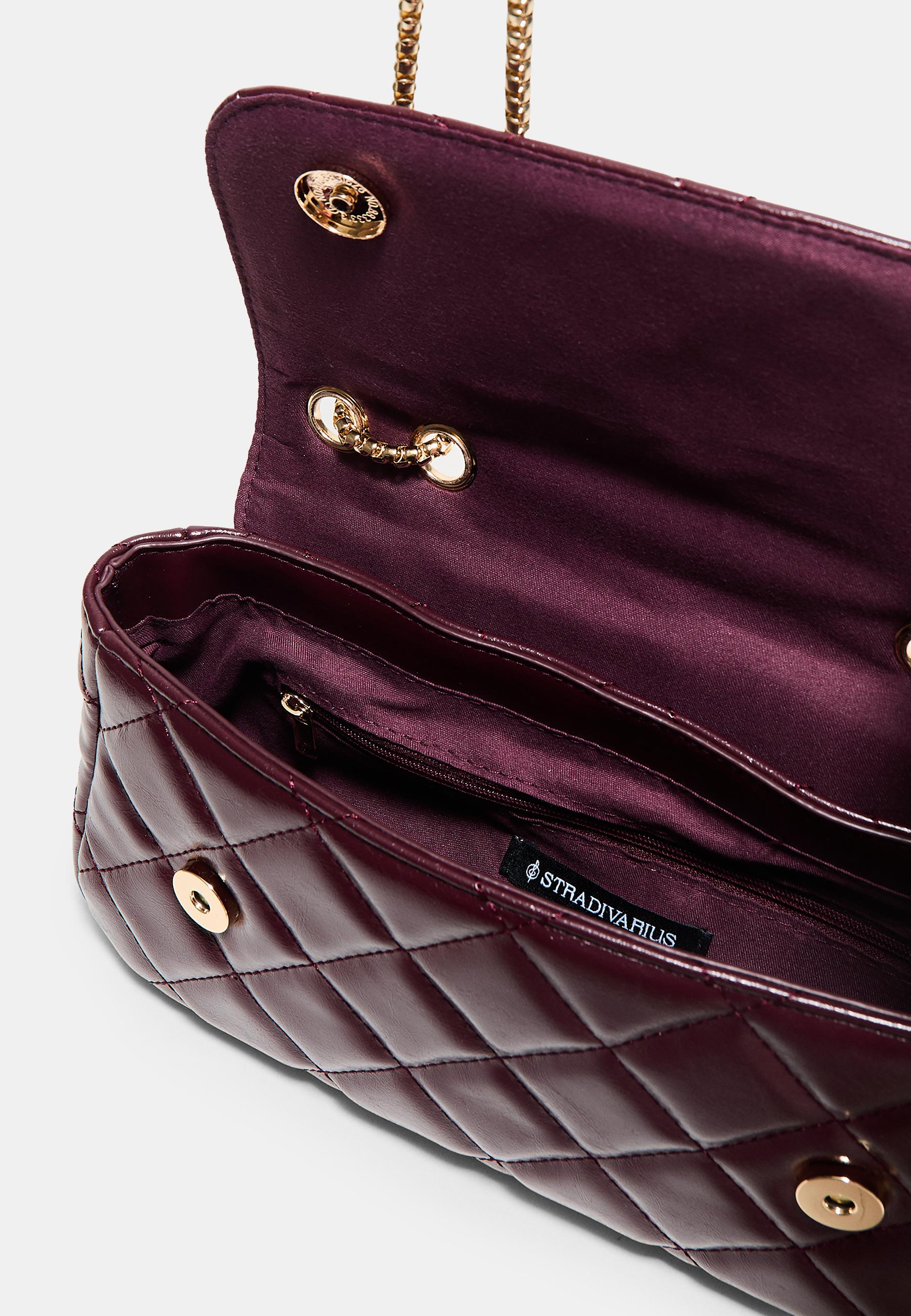 Quilted chain crossbody bag — Burgundy (alternate view)