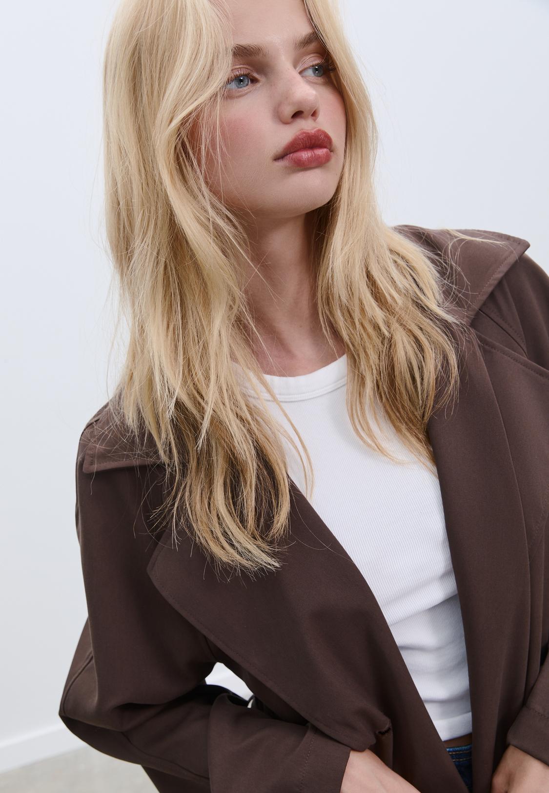 Long loose-fitting oversize trench coat Women's fashion