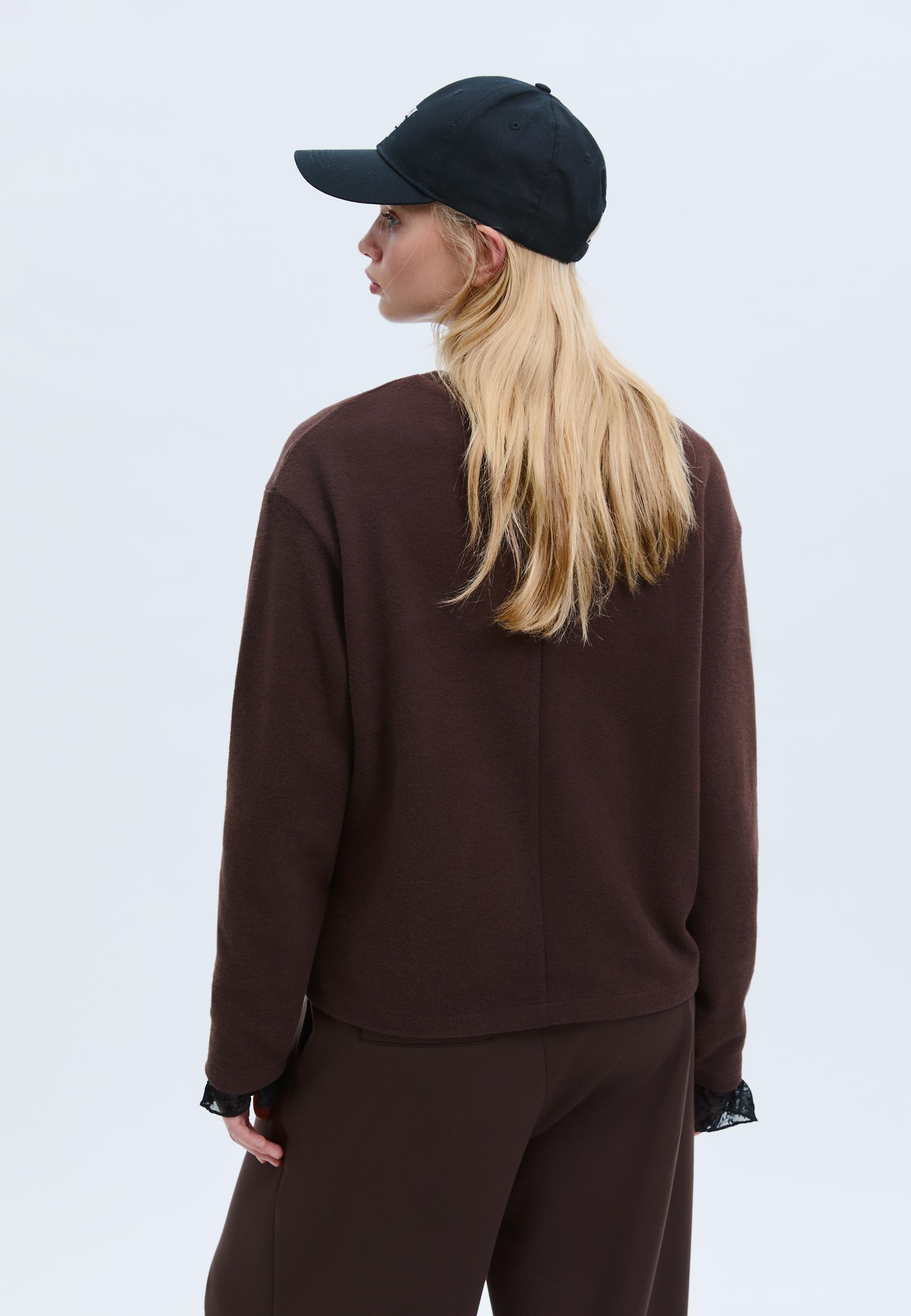 Knit round neck T-shirt — Brown