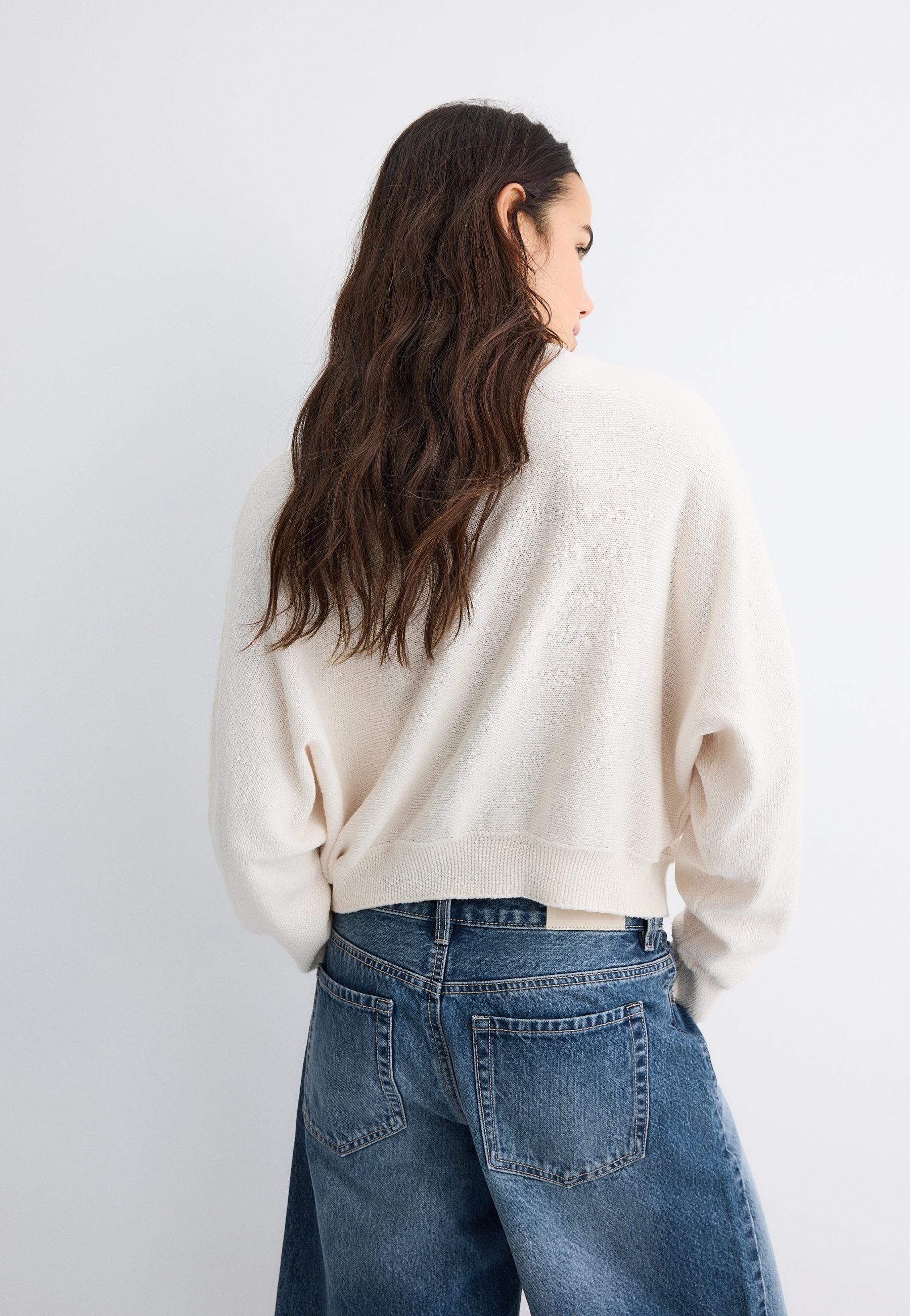 Batwing sleeve knit cardigan — Vanilla