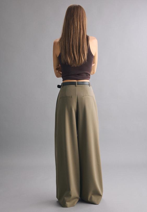pantalon wide leg pinzas cinturon