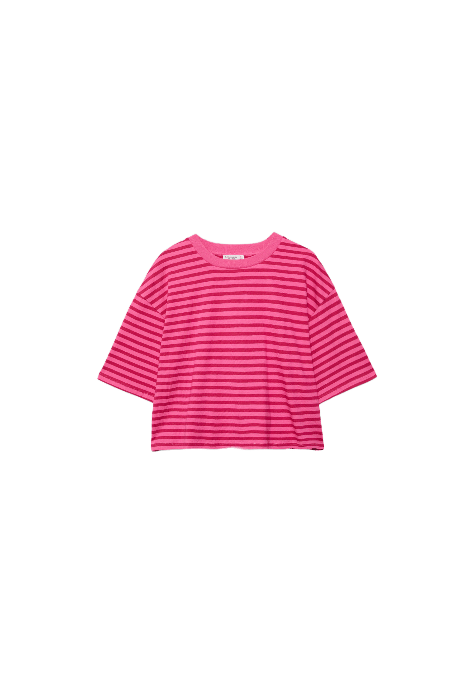 Striped short sleeve T-shirt — Bubblegum pink