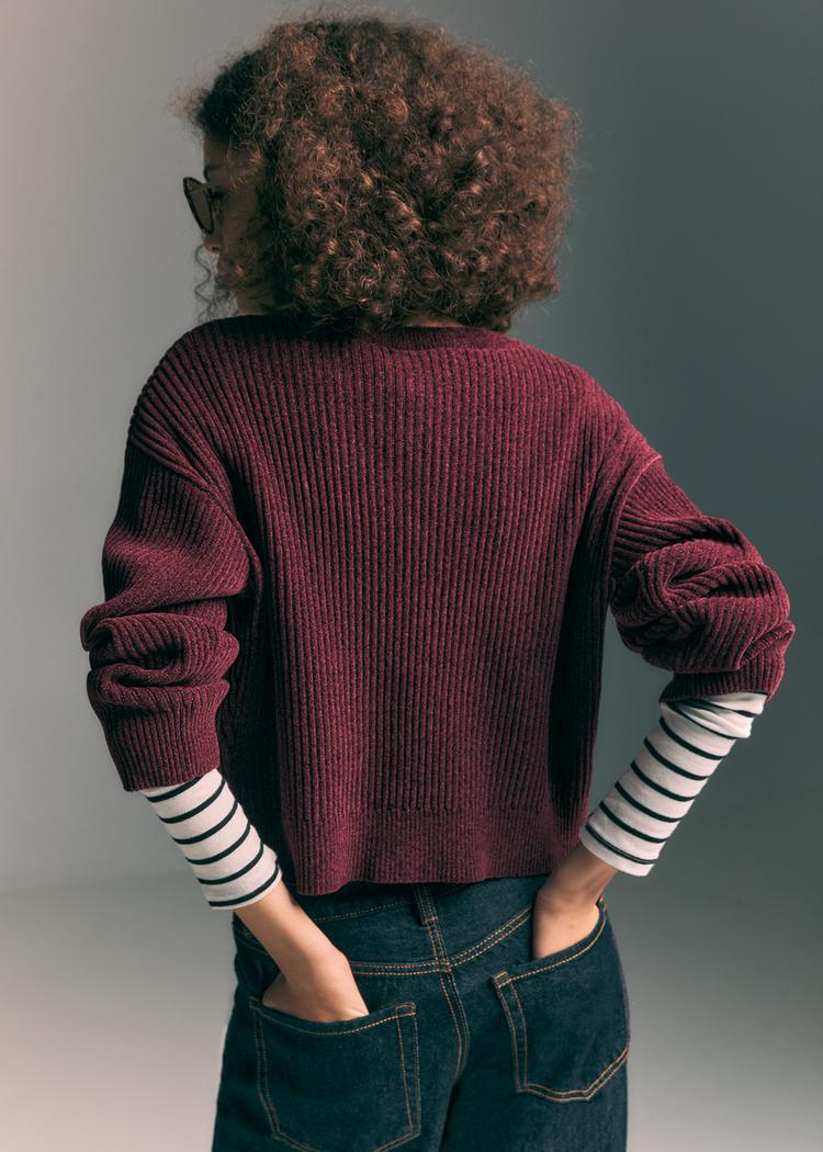 casaco de malha com botoes