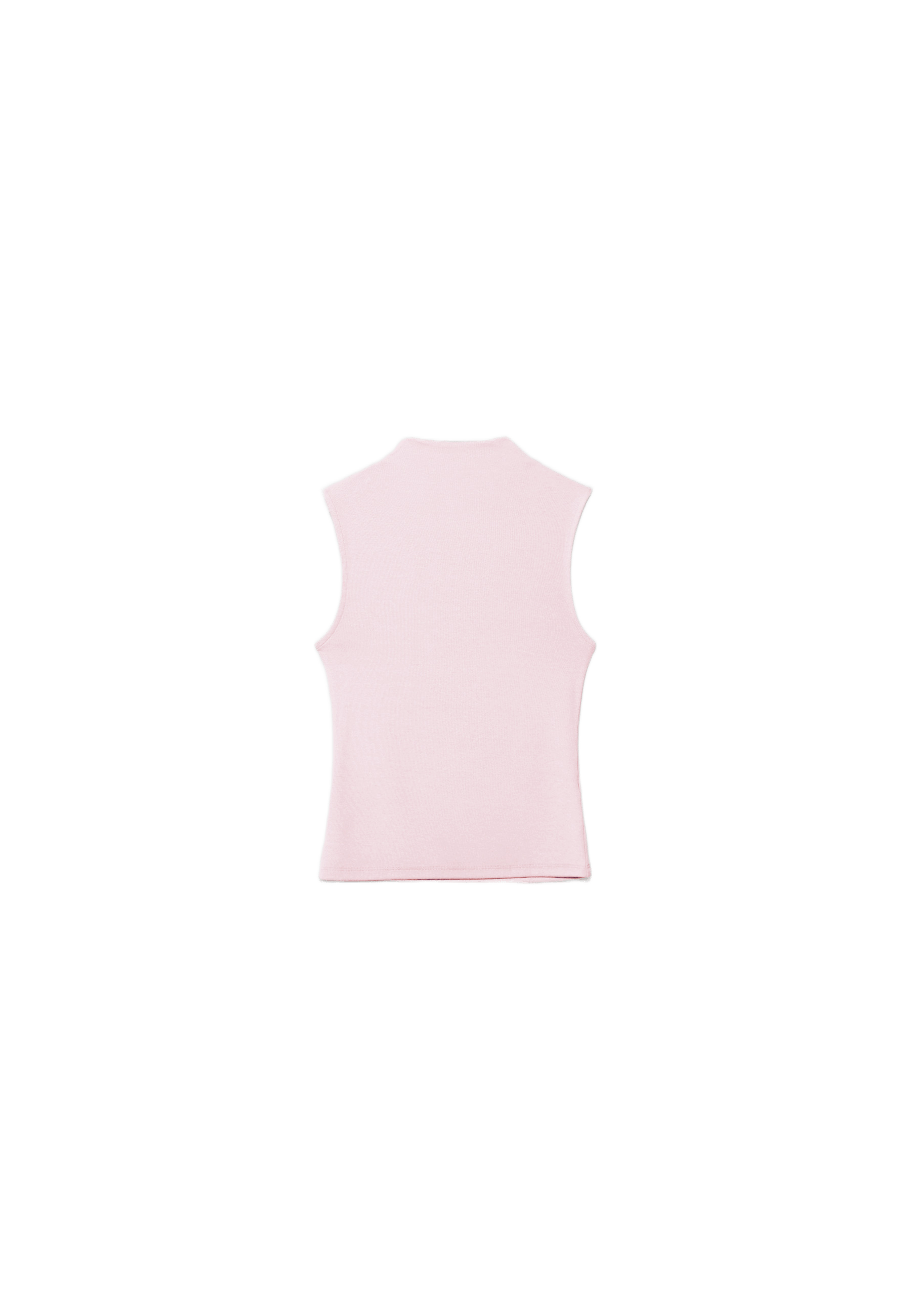 Sleeveless funnel neck T-shirt — Salmon pink
