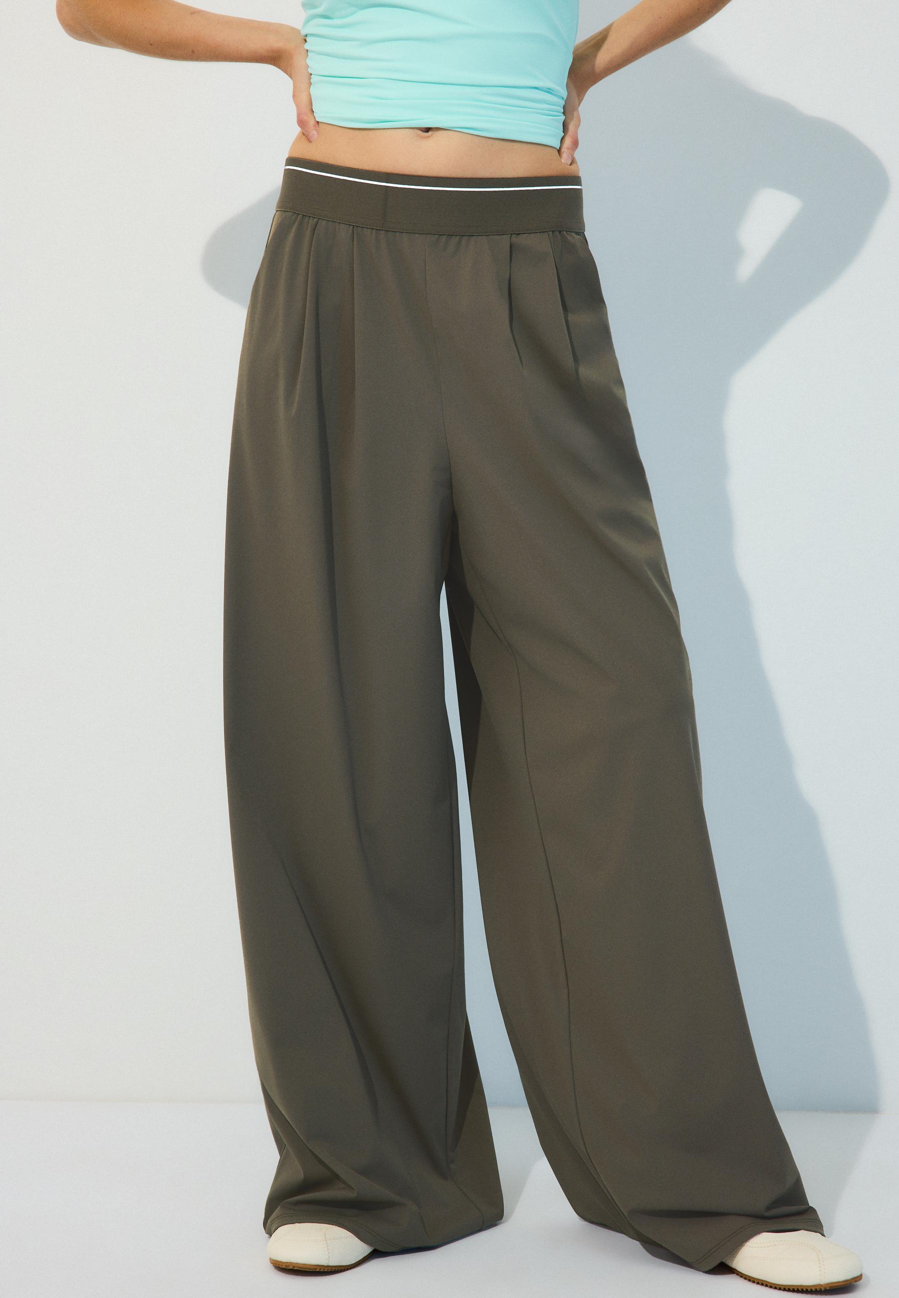 Elasticated waist palazzo joggers — Brown