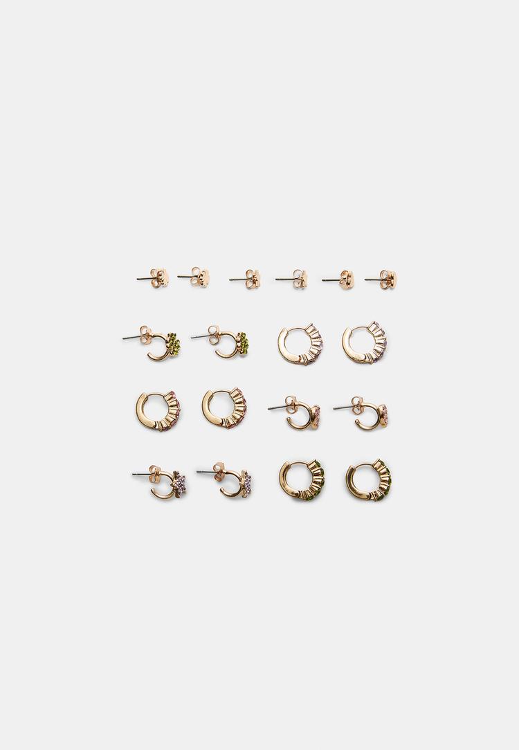 set 9 pendientes brillos