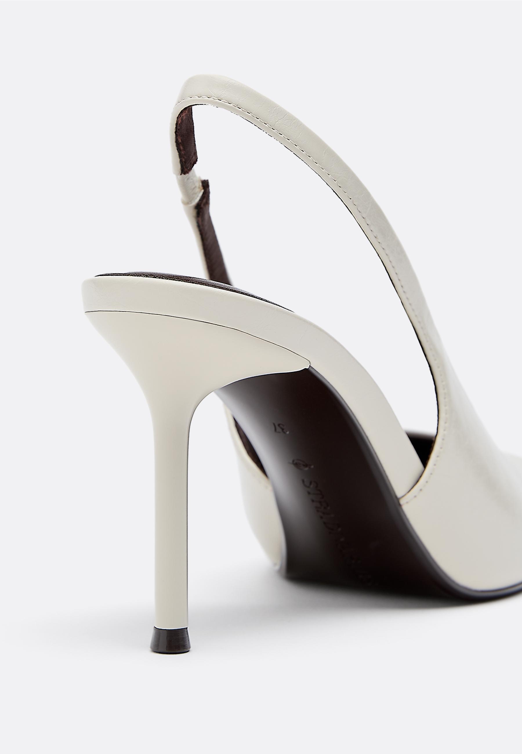 Leather effect heeled shoes — ECRU